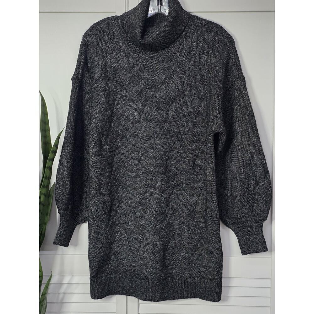 Yest The Netherlands Turtleneck Sweater Dress Womens 4 Navy Black Long Sleeve